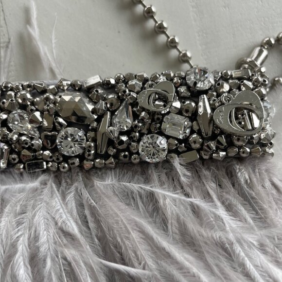 COACH POPPY OSTRICH FEATHER CLUTCH SPECIAL EDITION SILVER/GRAY #18731 PREOWNED - Picture 7 of 16